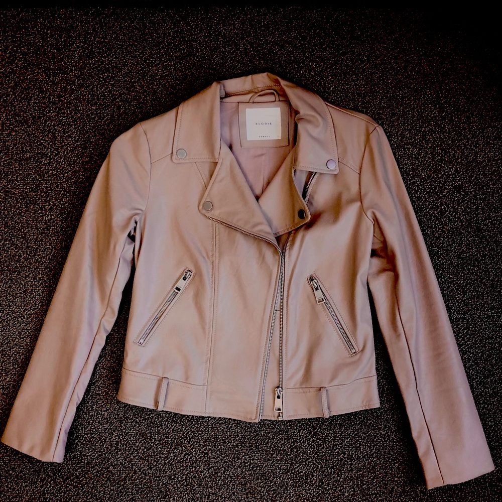 Eloise taupe (matte blush) XS faux leather moto jacket